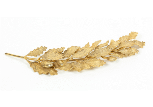 Gold plated oak tree branch