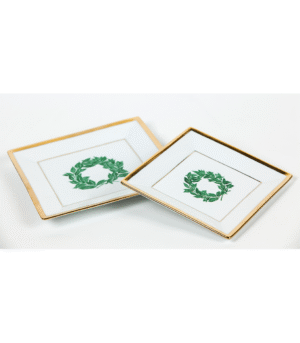 Large square platter with gold border in two sizes