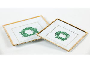 Medium square platter with gold border