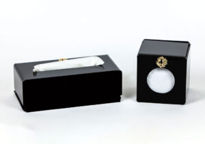 Black acrylic glass tissue case